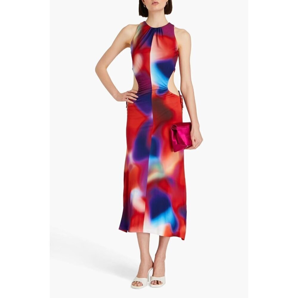 Rebecca Vallance Del Prado Midi Dress In Multicolor 4 Womens Cut Out Cocktail